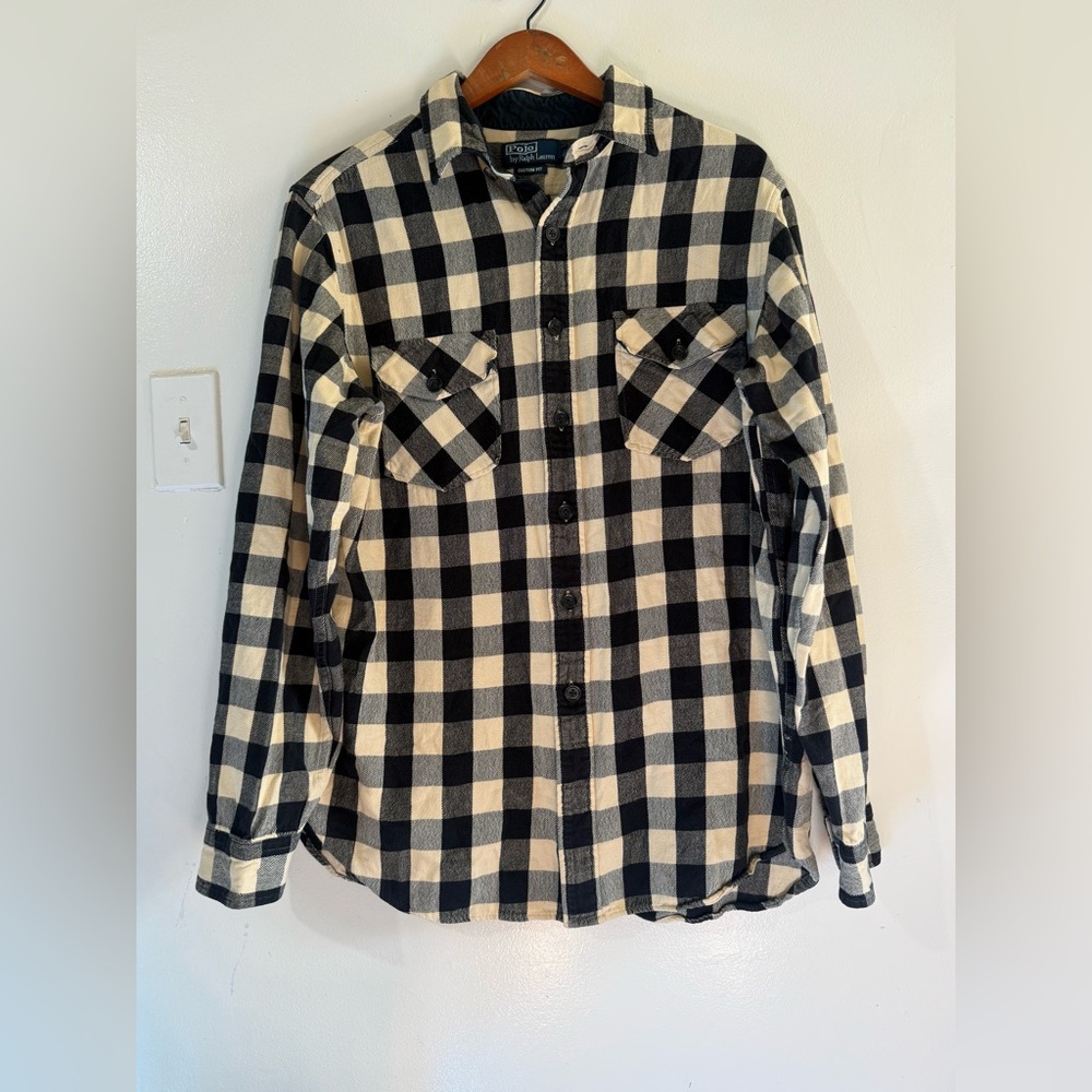 Ralph Lauren Black and Cream Plaid Shirt